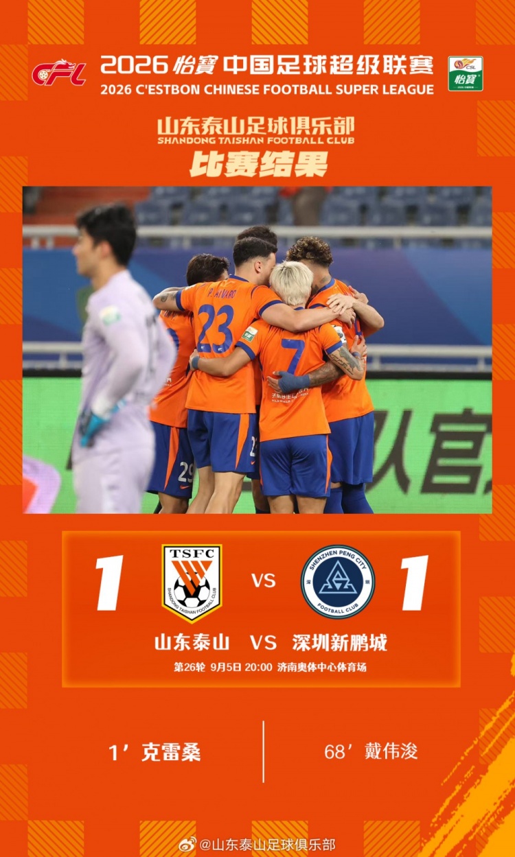 山东泰山主场1-1深圳新鹏城 山东泰山主场1-1深圳新鹏城